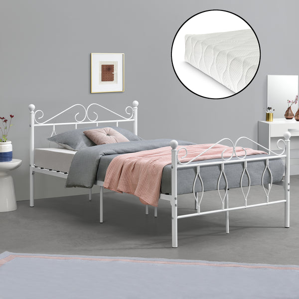 Cadre de Lit Apolda en Métal Matelas Plusieurs tailles Blanc Mat [en.casa][neu.haus]