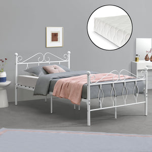 Cadre de Lit Apolda en Métal Matelas Plusieurs tailles Blanc Mat [en.casa][neu.haus]