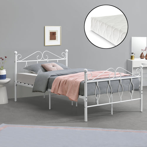Cadre de Lit Apolda en Métal Matelas Plusieurs tailles Blanc Mat [en.casa][neu.haus]
