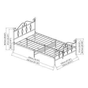 Cadre de Lit Apolda en Métal Matelas Plusieurs tailles Blanc Mat [en.casa][neu.haus]
