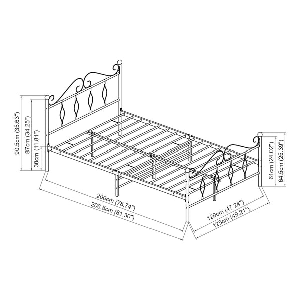 Cadre de Lit Apolda en Métal Matelas Plusieurs tailles Blanc Mat [en.casa][neu.haus]