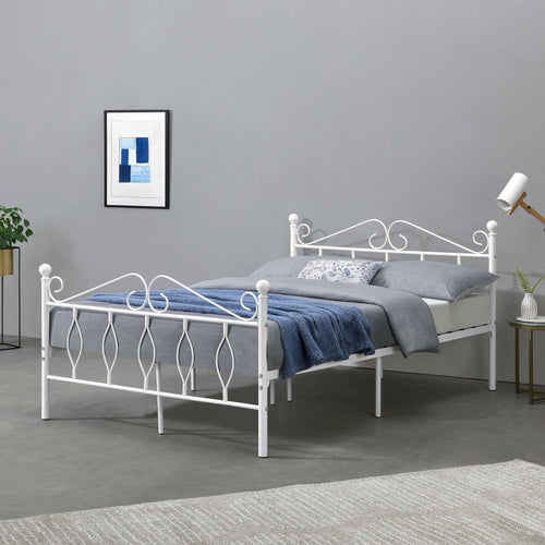 Cadre de Lit Apolda en Métal Plusieurs tailles Blanc Mat [en.casa]