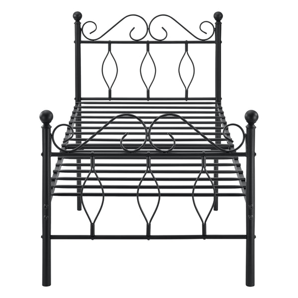 Cadre de Lit Apolda en Métal avec Matelas Plusieurs tailles Noir [en.casa]