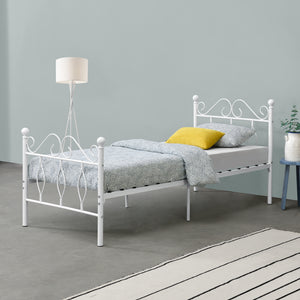 Cadre de Lit Apolda en Métal Plusieurs tailles Blanc Mat [en.casa]