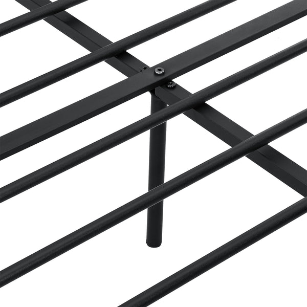 Metalen bed Finse bedframe met bedbodem zwart en walnootkleurig - 2 maten