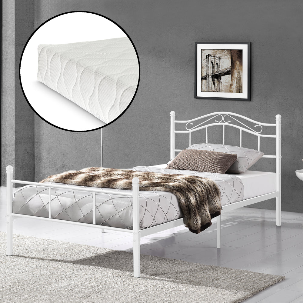 Metallbett Florenz 120x200 cm met/zonder koudschuimmatras div. kleuren [en.casa] - premiumXL