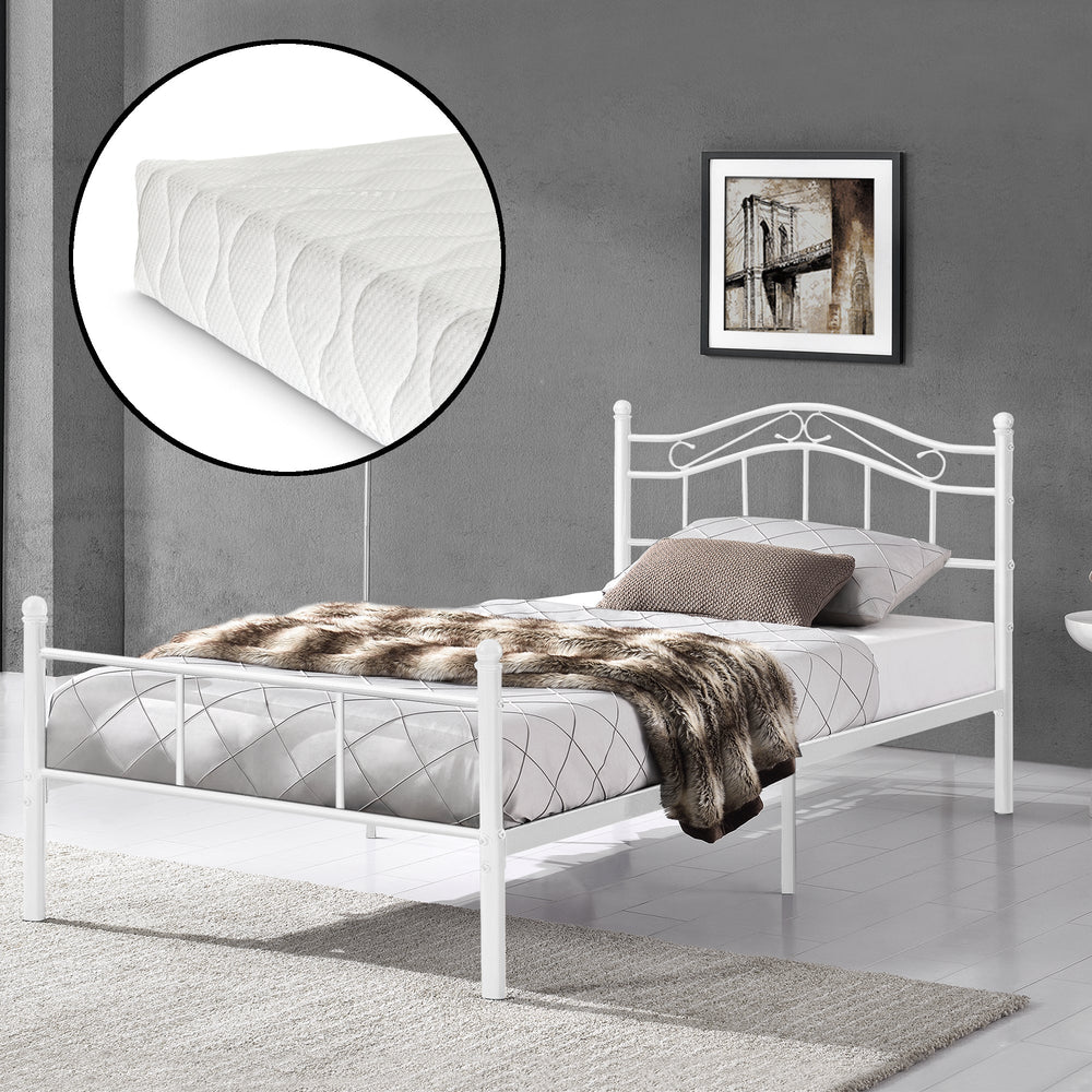 Metallbett Florenz 120x200 cm met/zonder koudschuimmatras div. kleuren [en.casa] - premiumXL