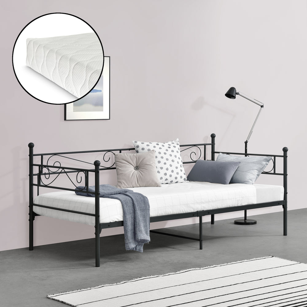 Lit en métal Kerava 90x200 cm avec matelas en mousse froide, différentes couleurs en.casa - premiumXL