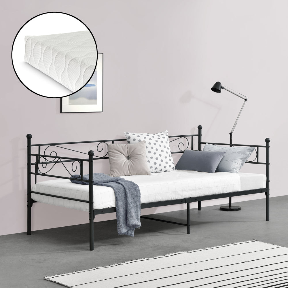 Lit en métal Kerava 90x200 cm avec matelas en mousse froide, différentes couleurs en.casa - premiumXL