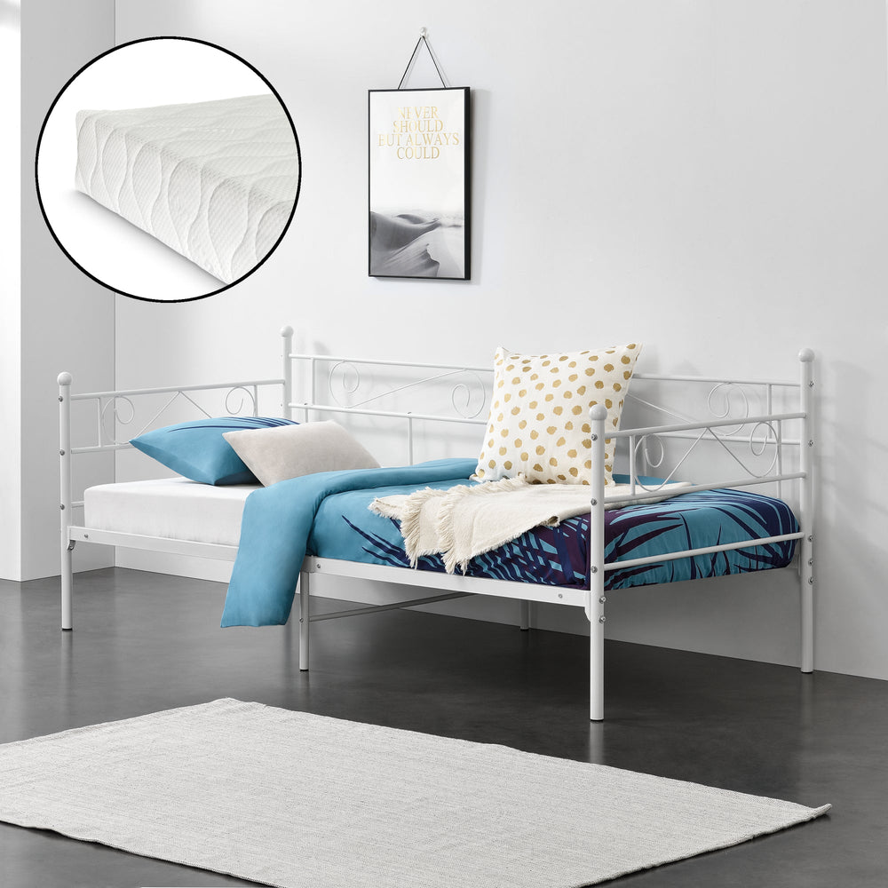 Lit en métal Kerava 90x200 cm avec matelas en mousse froide, différentes couleurs en.casa - premiumXL