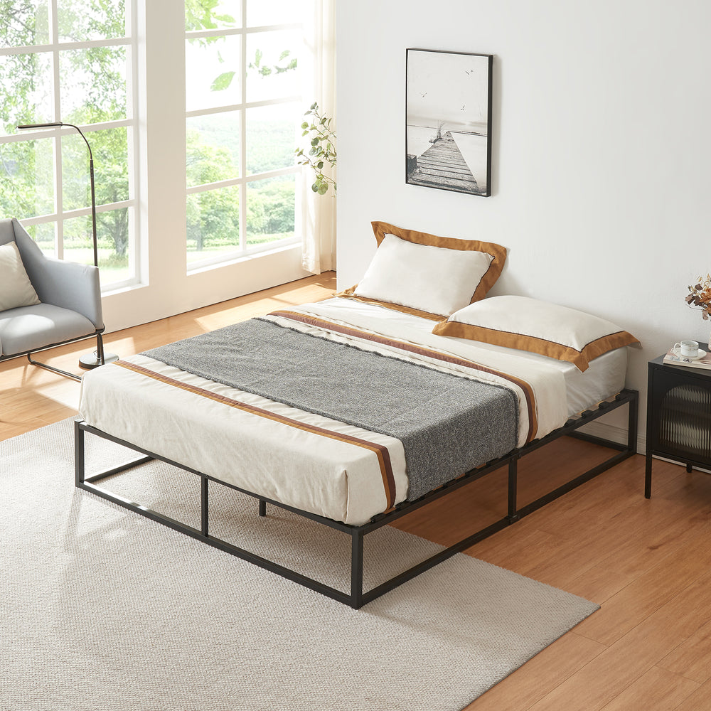 Metalen bed Kreta met koudschuimmatras Zwart in verschillende maten [en.casa] - premiumXL