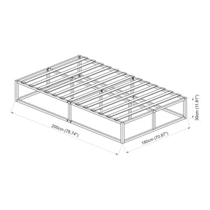 Cadre de lit Kreta avec Matelas en Métal Plusieurs tailles Noir [en.casa]