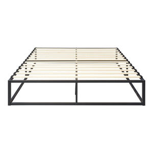 Cadre de lit Kreta avec Matelas en Métal Plusieurs tailles Noir [en.casa]