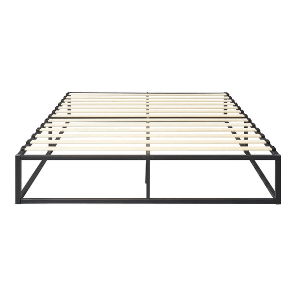 Cadre de lit Kreta avec Matelas en Métal Plusieurs tailles Noir [en.casa]