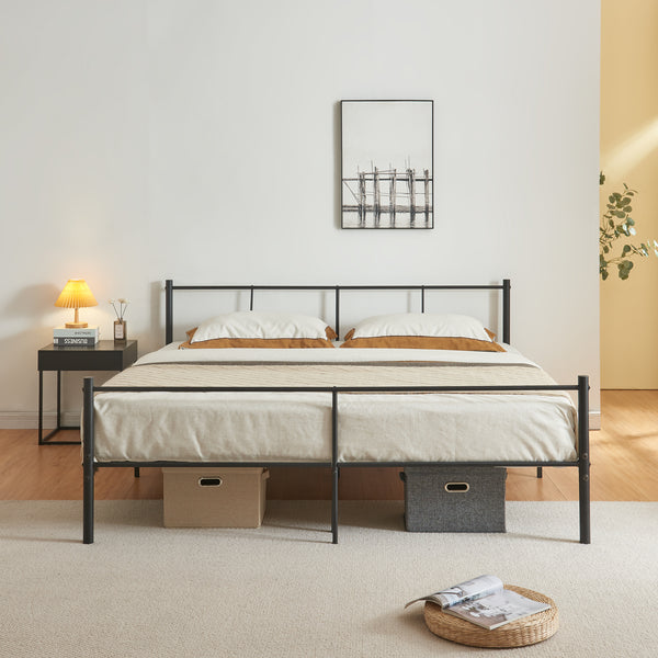 Stalen bed Laos bedframe met bedbodem zwart [en.casa]