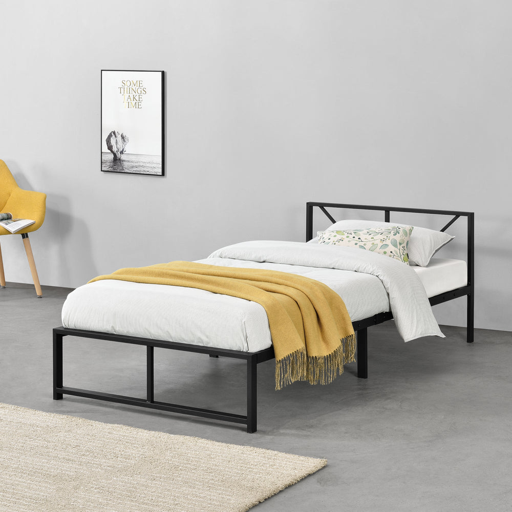 Lit en métal Meran acier noir [en.casa] - premiumXL