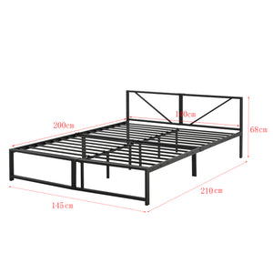 Cadre de Lit Simple Meran Métal Matelas Noir [neu.haus] [en.casa]