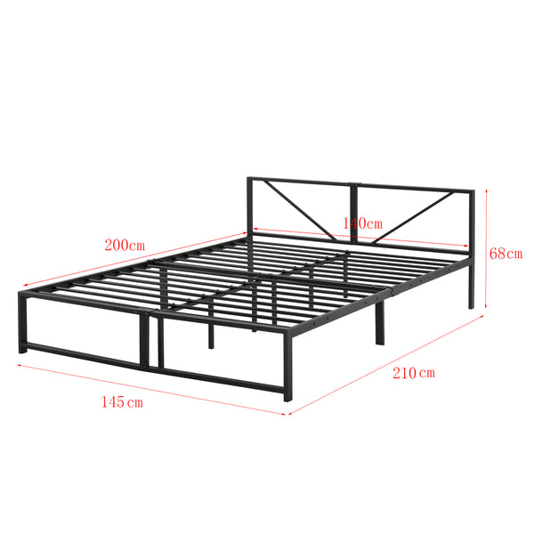 Cadre de Lit Simple Meran Métal Matelas Noir [neu.haus] [en.casa]