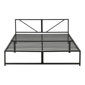 Cadre de Lit Simple Meran Métal Matelas Noir [neu.haus] [en.casa]