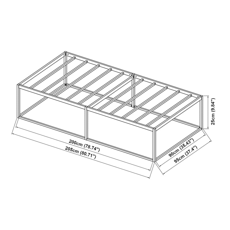Maatschets Metalen bed Trerunta met bedbodem zwart [en.casa]