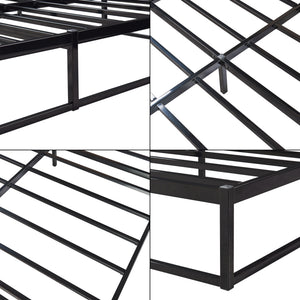 Metalen bedframe met bedbodem en matras zwart [en.casa] [neu.haus]