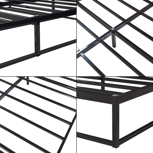 Metalen bedframe met bedbodem en matras zwart [en.casa] [neu.haus]