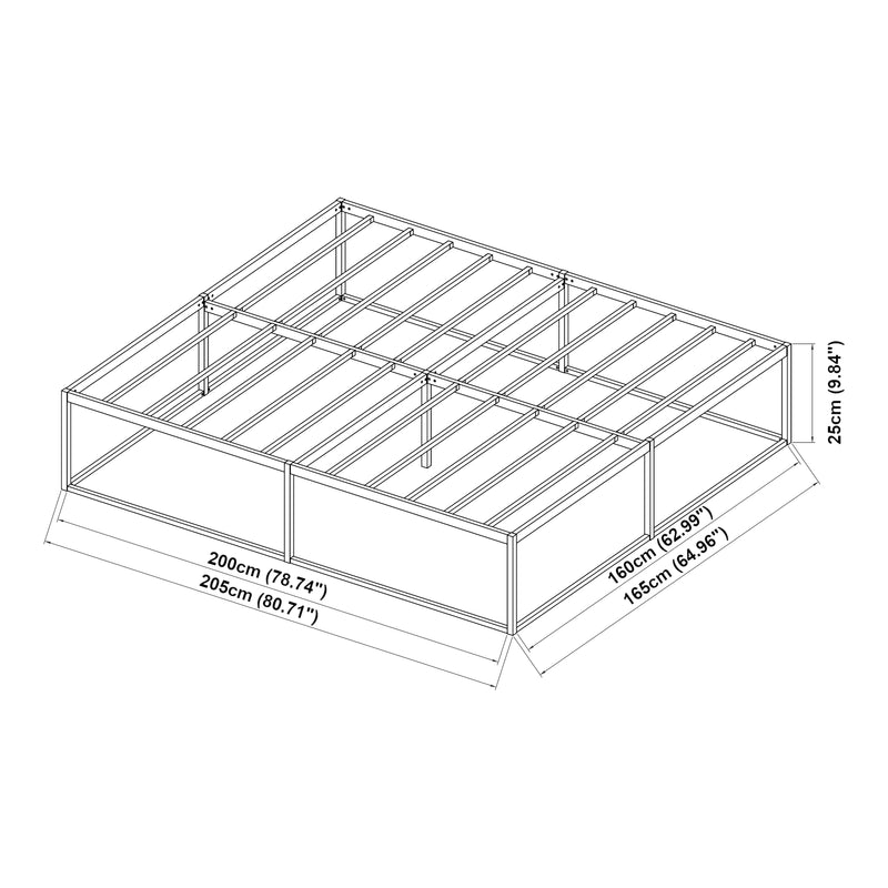 Maatschets Metalen bedframe met bedbodem en matras zwart [en.casa] [neu.haus]