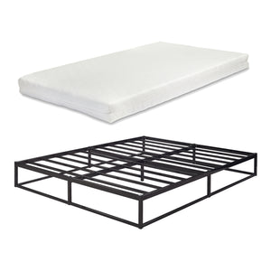 Lit en métal Trerunta avec matelas acier noir [en.casa]