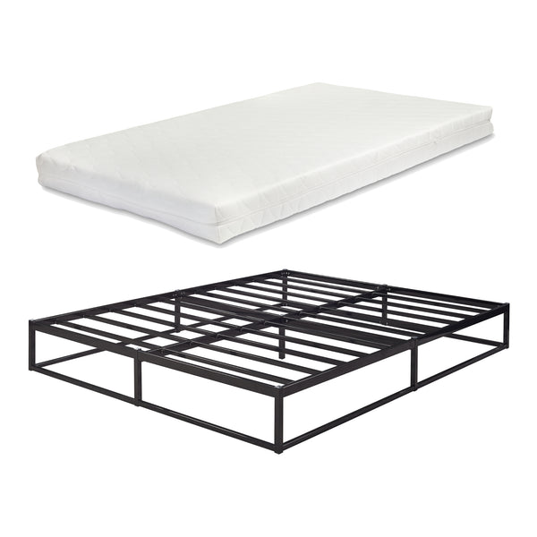 Lit en métal Trerunta avec matelas acier noir [en.casa]