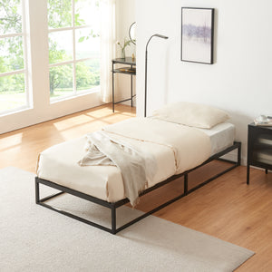 Metalen bedframe met bedbodem en matras zwart [en.casa] [neu.haus]