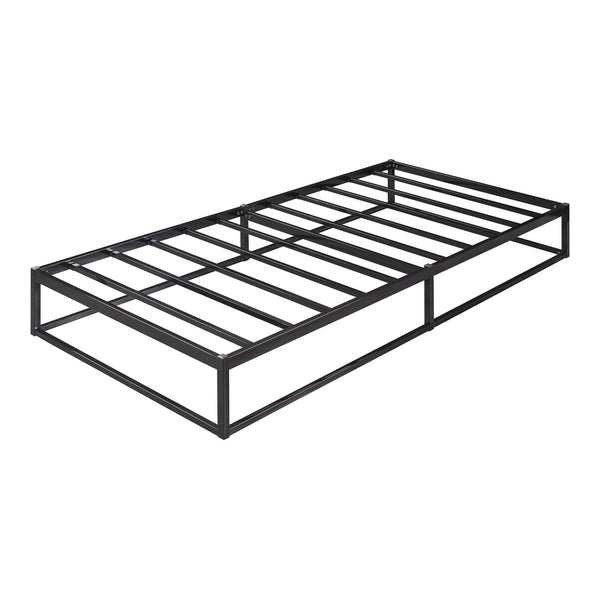 Metalen bedframe met bedbodem en matras zwart [en.casa] [neu.haus]