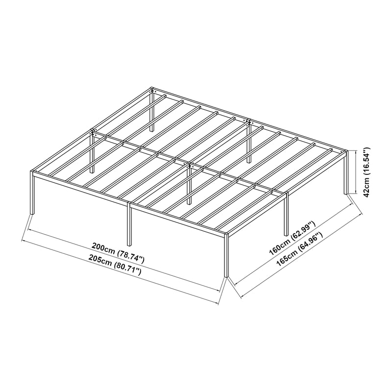 Maatschets Metalen bed Vårdö met bedbodem zwart [en.casa]