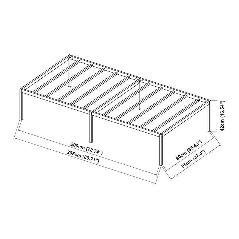 Maatschets Metalen bed Vårdö met bedbodem zwart [en.casa]