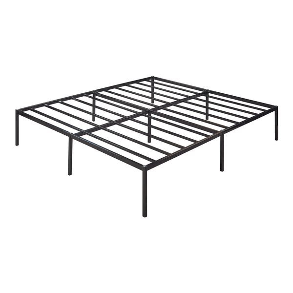 Lit en métal Vårdö avec matelas acier noir [en.casa]