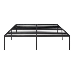 Lit en métal Vårdö avec matelas acier noir [en.casa]