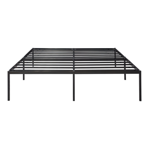 Lit en métal Vårdö avec matelas acier noir [en.casa]
