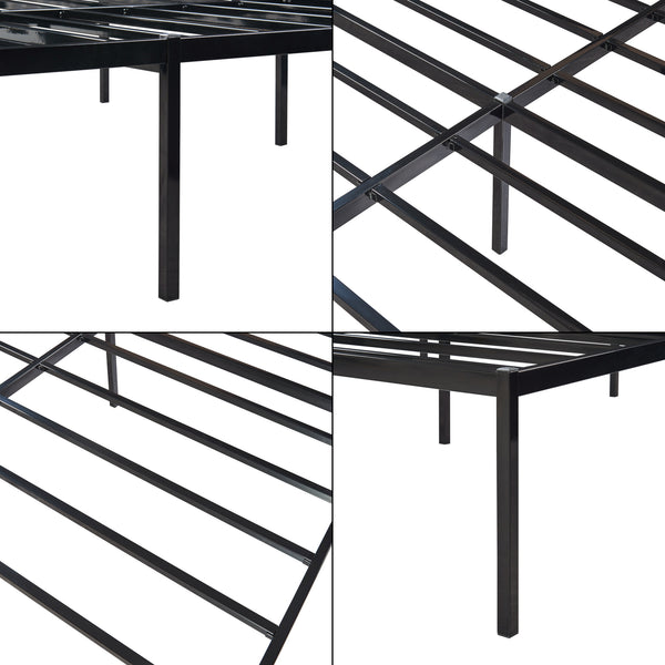 Lit en métal Vårdö avec matelas acier noir [en.casa]