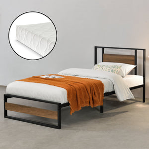 Cadre de Lit Villach Matelas Plusieurs tailles Noir Mat Effet Noyer [en.casa]