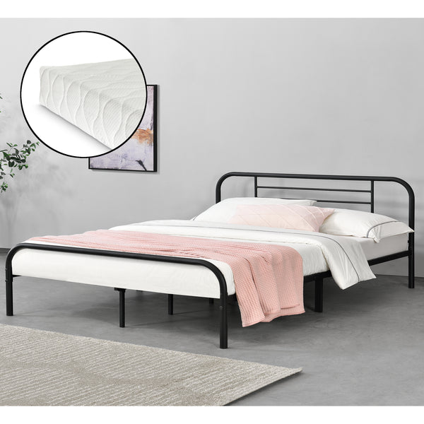 Metalen bed Atammik bedframe met bedbodem en matras - 3 maten