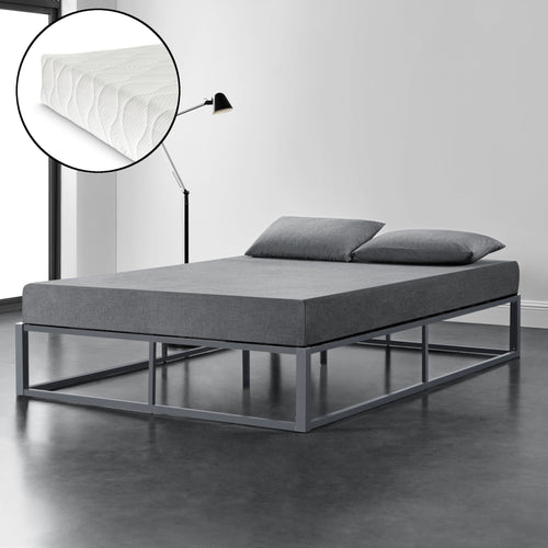 Cadre de Lit Kreta avec Matelas [en.casa]
