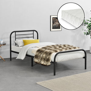 Cadre de Lit Atammik en Métal Matelas Plusieurs tailles Noir [neu.haus] [en.casa]