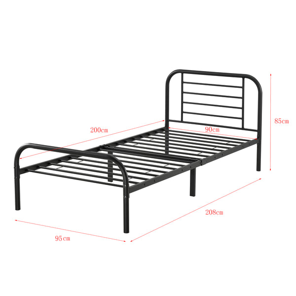 Cadre de Lit Atammik en Métal Matelas Plusieurs tailles Noir [neu.haus] [en.casa]