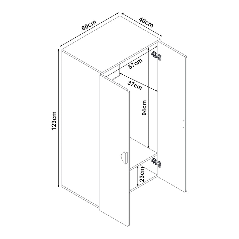 Maatschets Kinderkast Sandnes 2-deurs 123x60x40 cm [en.casa]