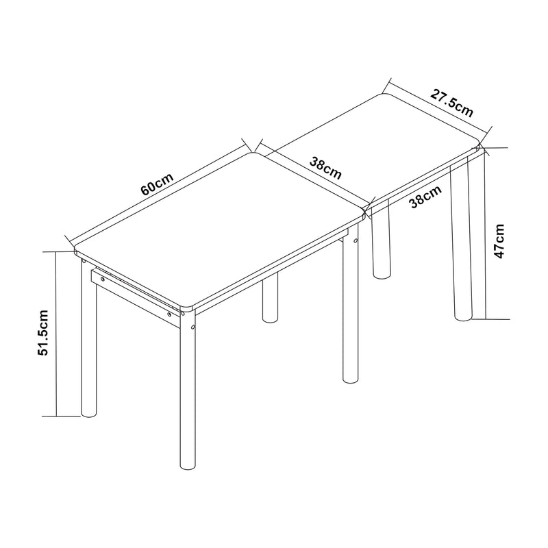 Croquis coté Bureau extensible pour enfant Skellefteå 60 x 38 x 51,5 cm [en.casa]