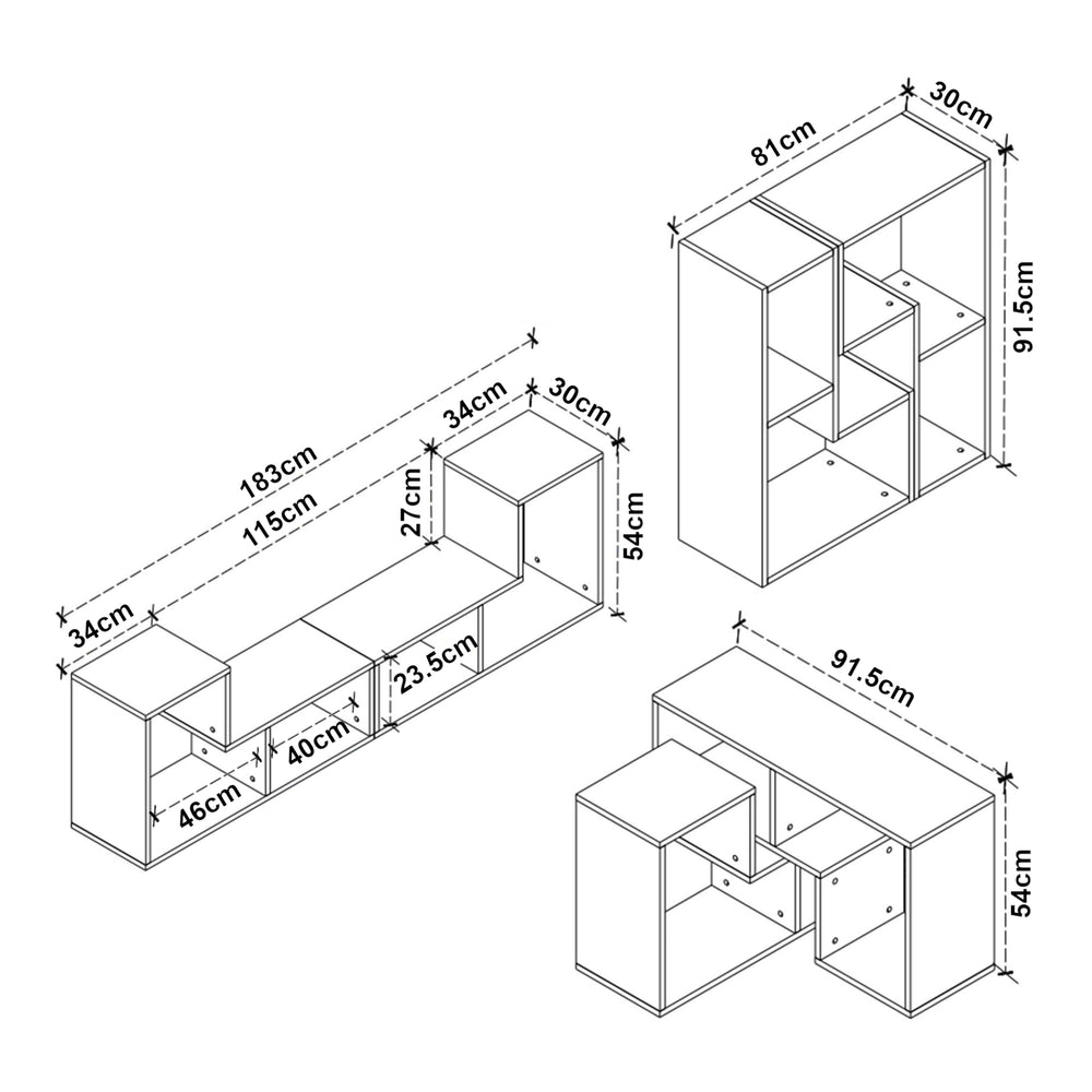 Modulair meubelset Hustersurd 2-delig [en.casa]