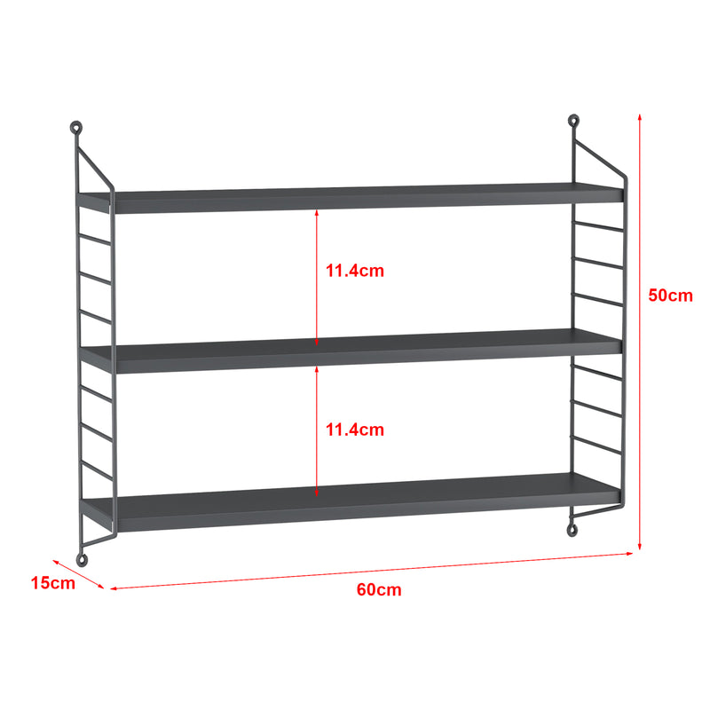 Maatschets [en.casa] Wandrek Strängnäs met 3 planken 50x60x15 cm - 3 varianten