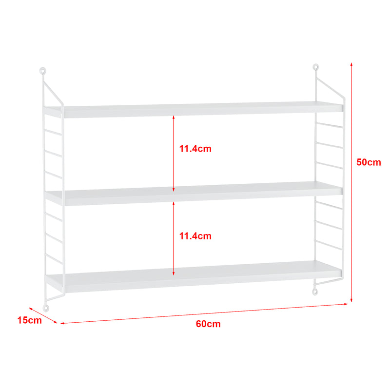 Maatschets [en.casa] Wandrek Strängnäs met 3 planken 50x60x15 cm - 3 varianten