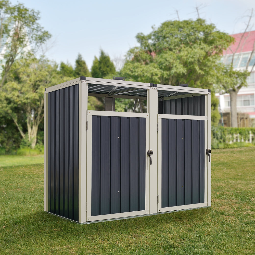 Mülltonnenbox Tarbek voor 1/2/3/4 tonnen staal verzinkt antraciet in verschillende maten [en.casa] - premiumXL