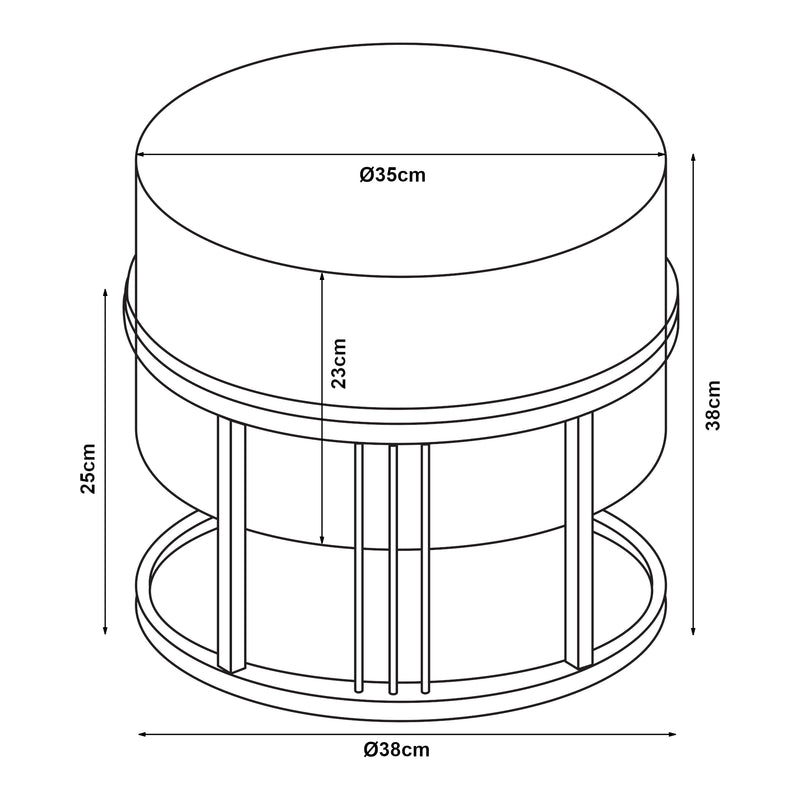 Croquis coté Lot de 2 poufs empilables Tas multifonctionnel [en.casa]