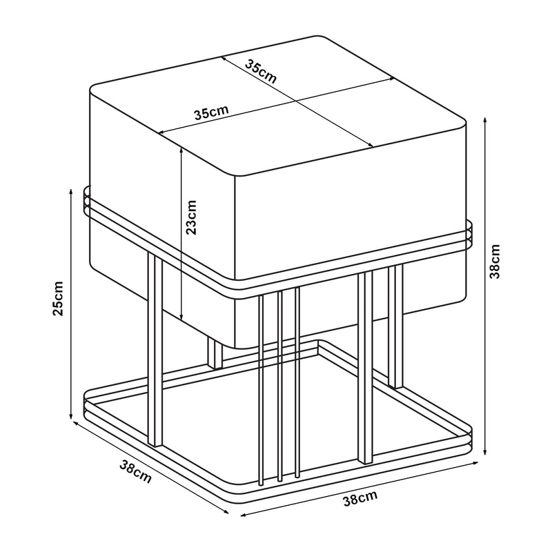 Croquis coté Lot de 2 poufs empilables Tas multifonctionnel [en.casa]